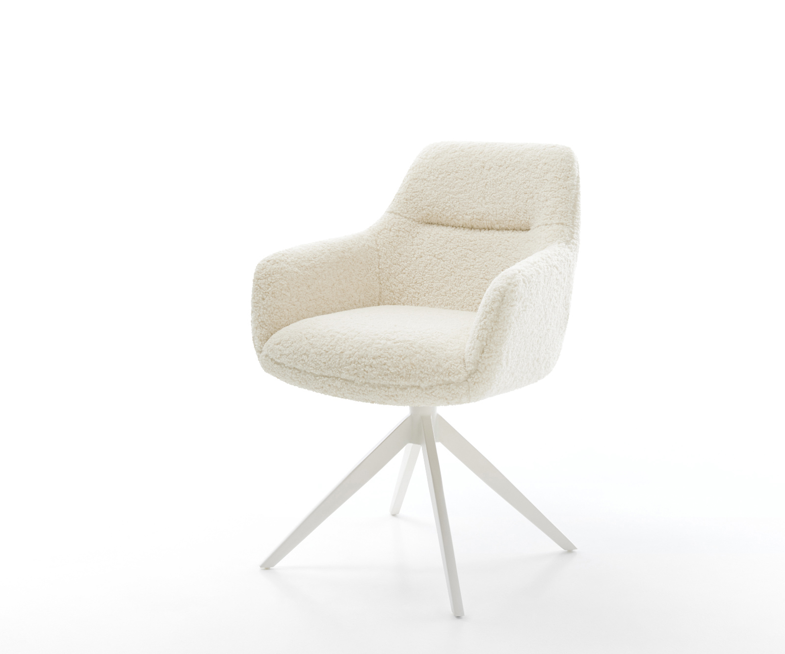 Étkezőszék Pejo-Flex teddy szövet bézs kereszt láb széles fehér 360° forgatható billenő zsákrugó