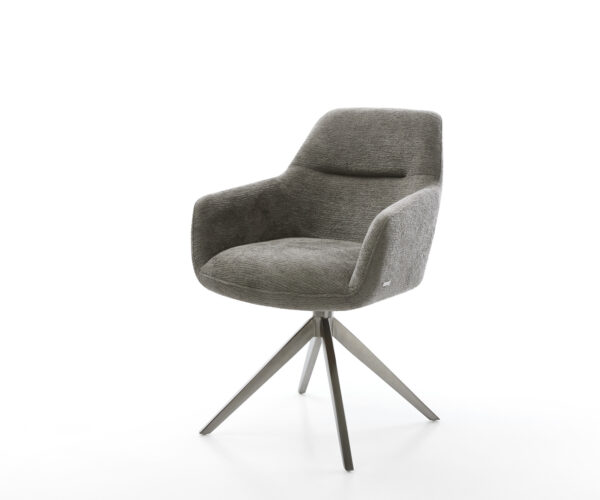 Étkezőszék Pejo-Flex bouclé puha sötét bézs kereszt láb széles grafit 360° forgatható billenő zsákrugós matrac