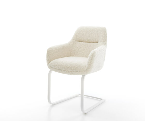 Étkezőszék Pejo-Flex teddy szövet bézs konzolos lapos fehér zsákrugós