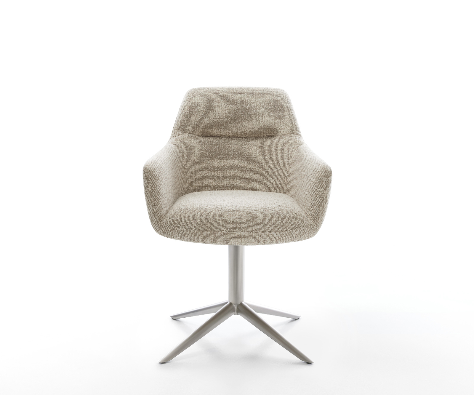 Étkezőszék Pejo-Flex szövött szövet puha bézs rozsdamentes acél kereszt láb 360° forgatható billenő funkció zsákrugó - Image 2