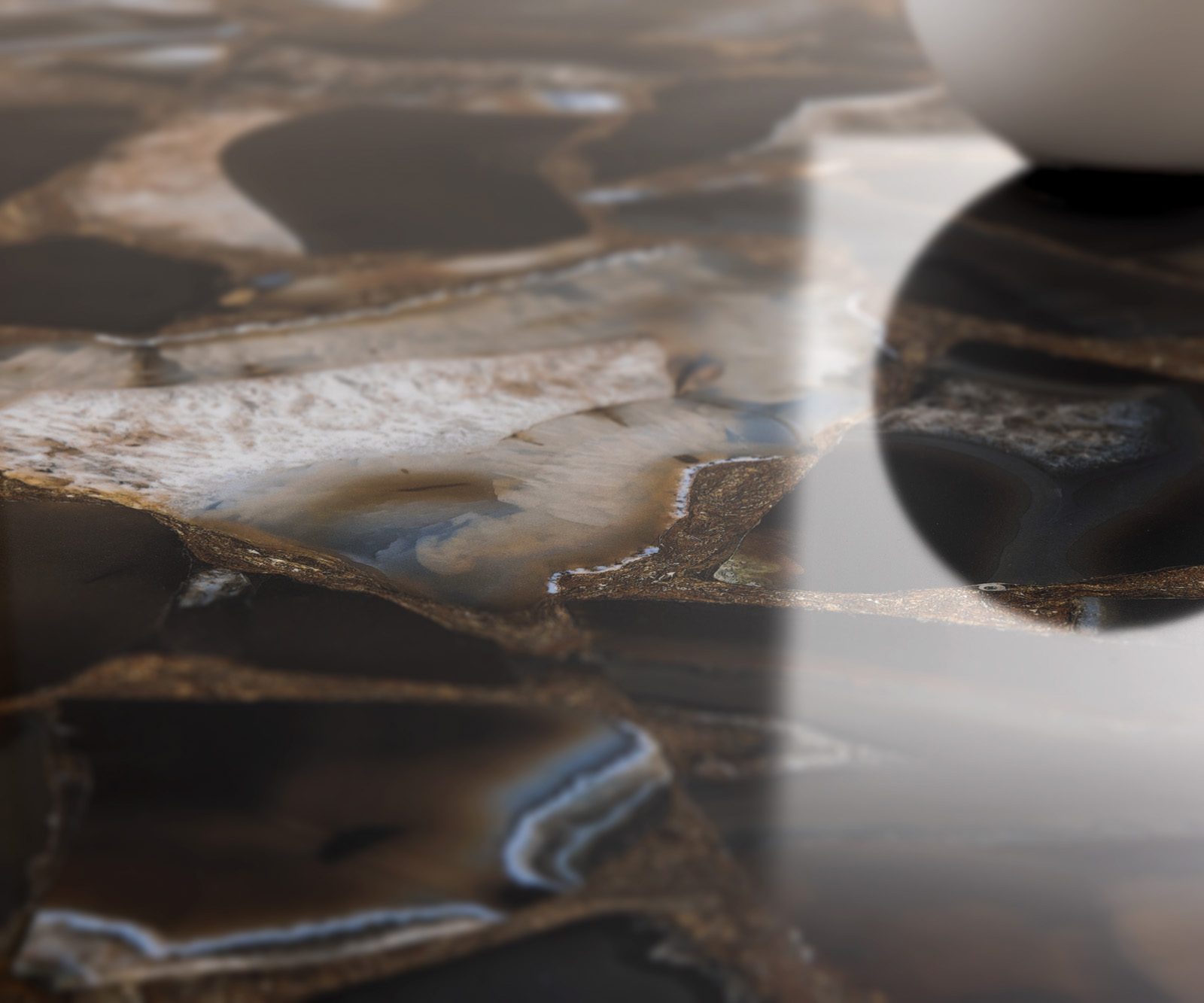 Étkezőasztal Edge ovális 280x130 kerámia Iris FMG Agatablack Cono metál ezüst - Image 5