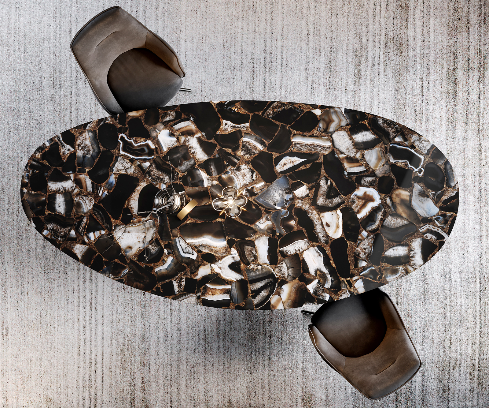 Étkezőasztal Edge ovális 280x130 kerámia Iris FMG Agatablack Cono metál ezüst - Image 7