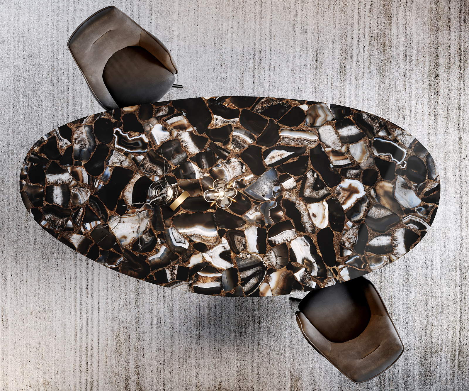 Étkezőasztal Edge ovális 280x130 cm kerámia iris FMG agatablack kereszt láb négyzet alakú fekete - Image 7