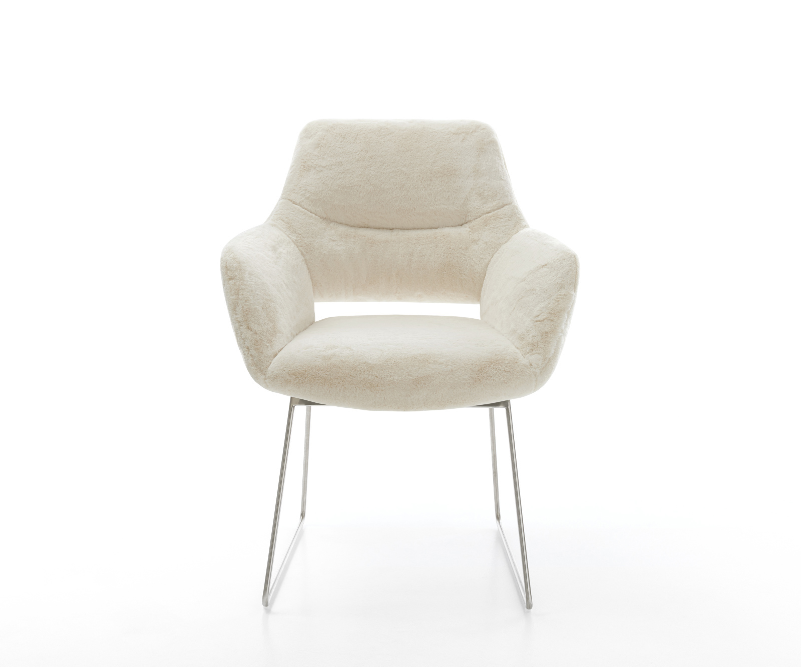 Étkezőszék Yago-Flex karfás plüss kordbársony krémfehér vékony láb rozsdamentes acél zsákrugós - Image 2