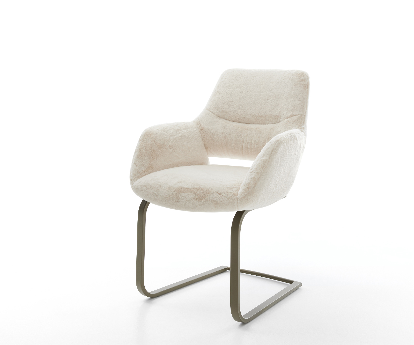 Étkezőszék Yago-Flex karfás plüss krémfehér étkezőszék lapos titán színű hatású zsákrugós