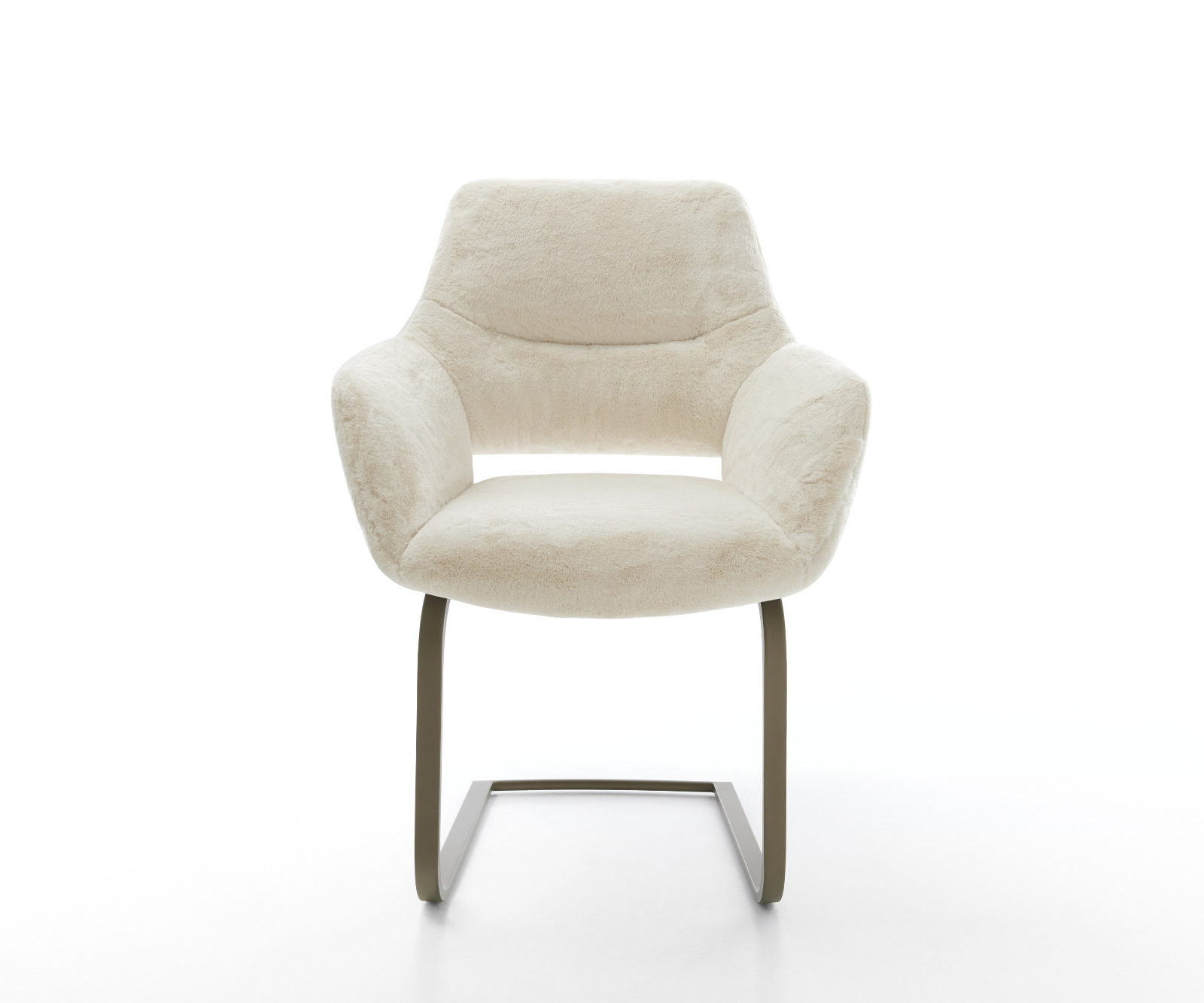 Étkezőszék Yago-Flex karfás plüss krémfehér étkezőszék lapos titán színű hatású zsákrugós - Image 2