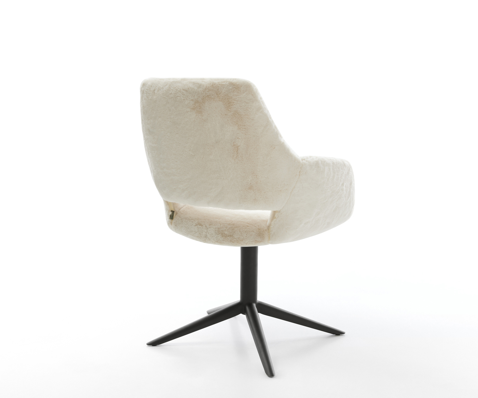 Étkezőszék Yago-Flex karfás plüss krémfehér kereszt láb fekete 360° forgatható billenő zsákrugós - Image 5