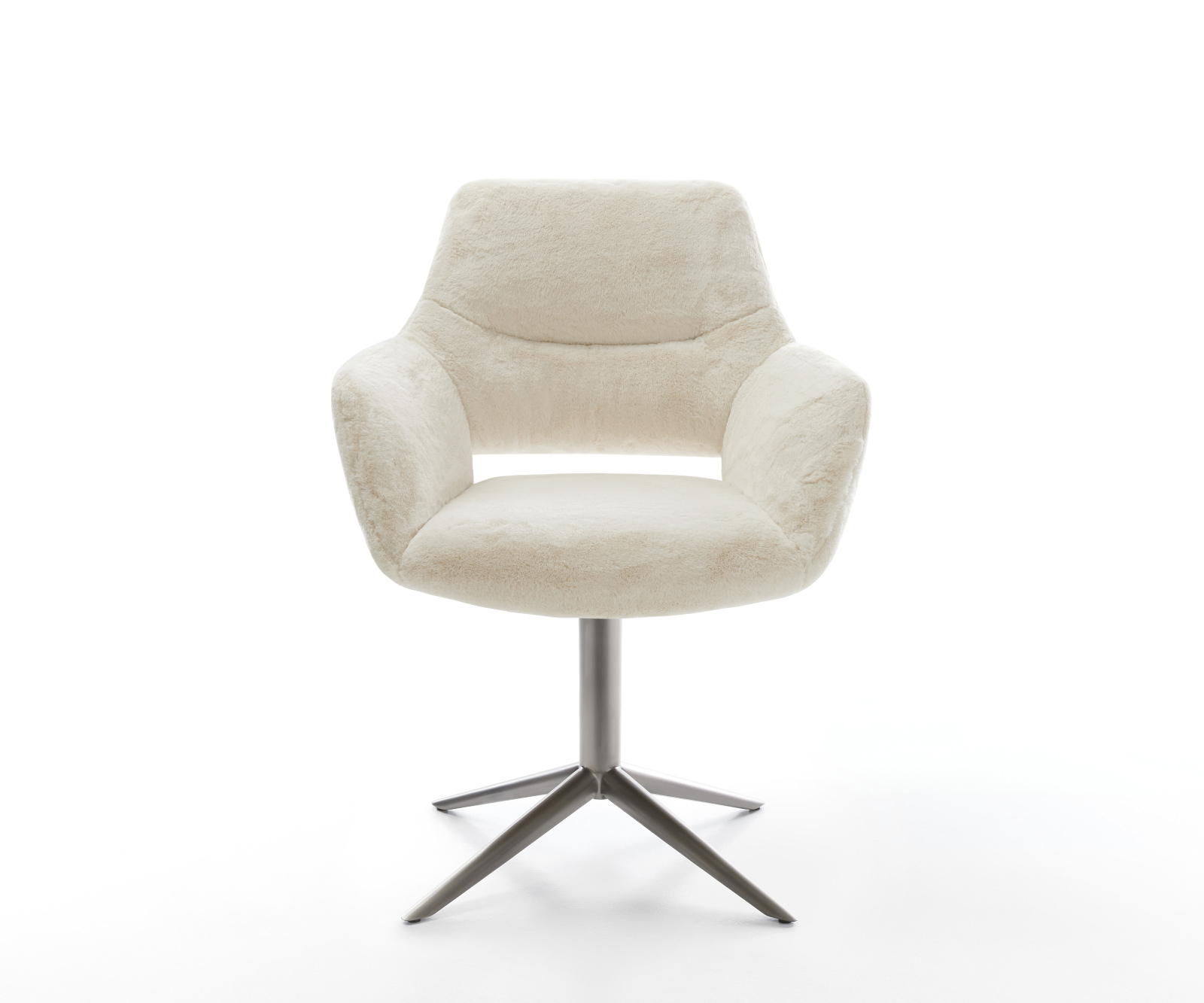 Étkezőszék Yago-Flex karfás plüss krémfehér kereszt láb grafit 360° forgatható hintamechanizmus zsákrugó - Image 2