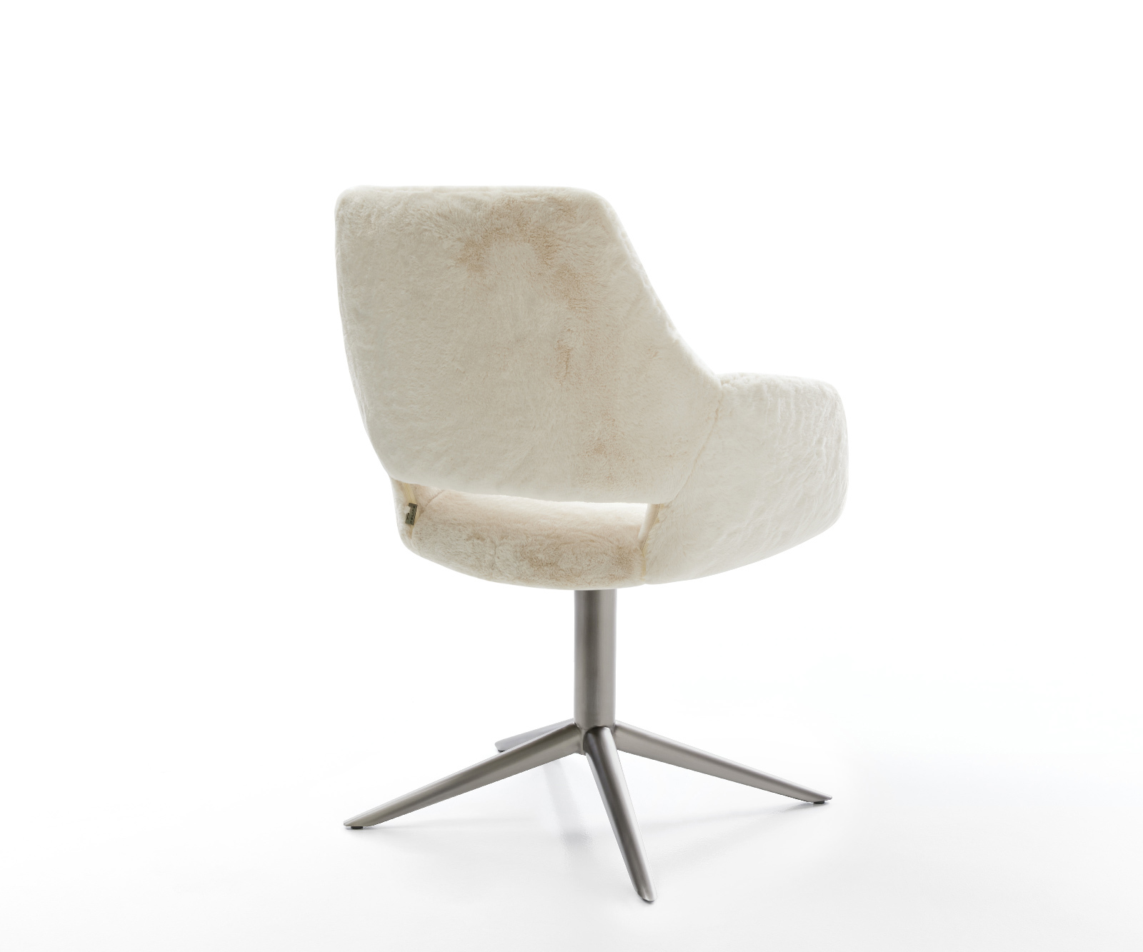 Étkezőszék Yago-Flex karfás plüss krémfehér kereszt láb grafit 360° forgatható hintamechanizmus zsákrugó - Image 5