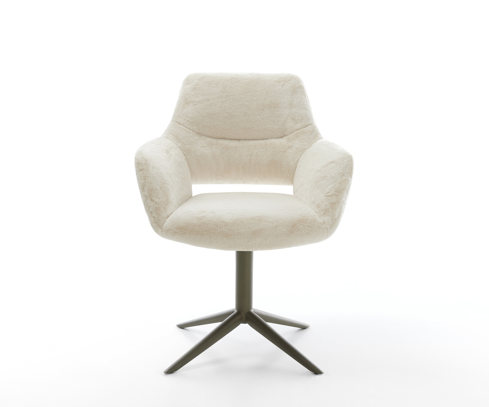 Étkezőszék Yago-Flex karfás plüss krémfehér kereszt láb titán színű hatvan fokban forgatható billenő zsákrugós - Image 2