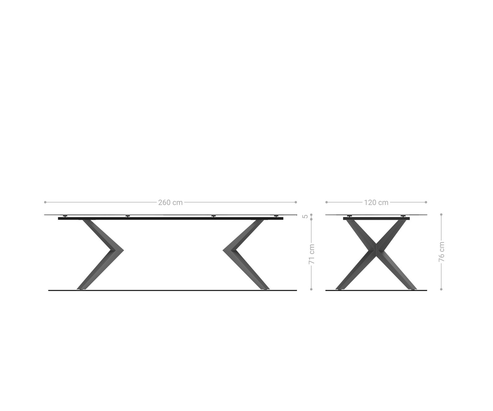 Étkezőasztal Edge hajóformájú 260x120 cm Laminam® Nero Greco kerámia antracit Zenthara szögletes rozsdamentes acél - Image 7