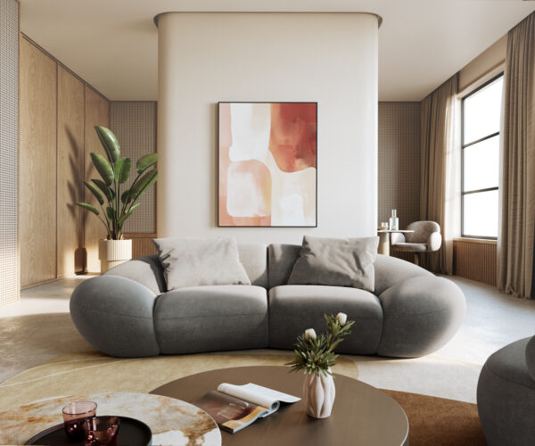 2 személyes kanapé Lunna 280x130 cm strukturált szövet puha szürke 2 párna