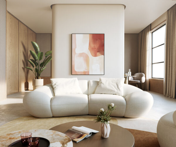 2 személyes kanapé Lunna 280x130 cm bouclé puha bézs 2 párna