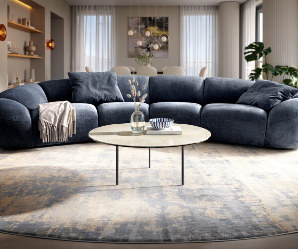 Dohányzóasztal Edge kerek 90x90 cm kerámia onyx pezsgő Trive fém fekete